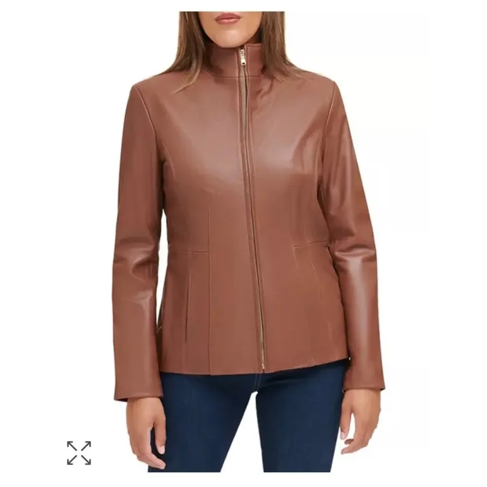 Cole Haan - NWT Fitted Leather Jacket - Picture 1 of 13